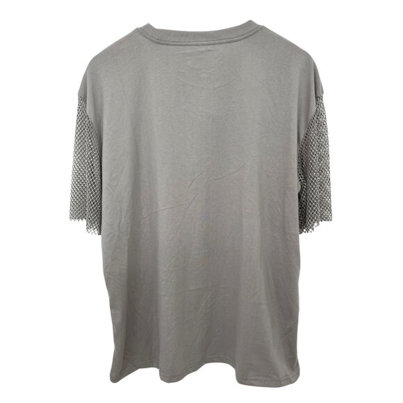 NWOT Dolly Parton Sparkle Mesh Sleeve Graphic T-Shirt XS - Picture 2 of 9